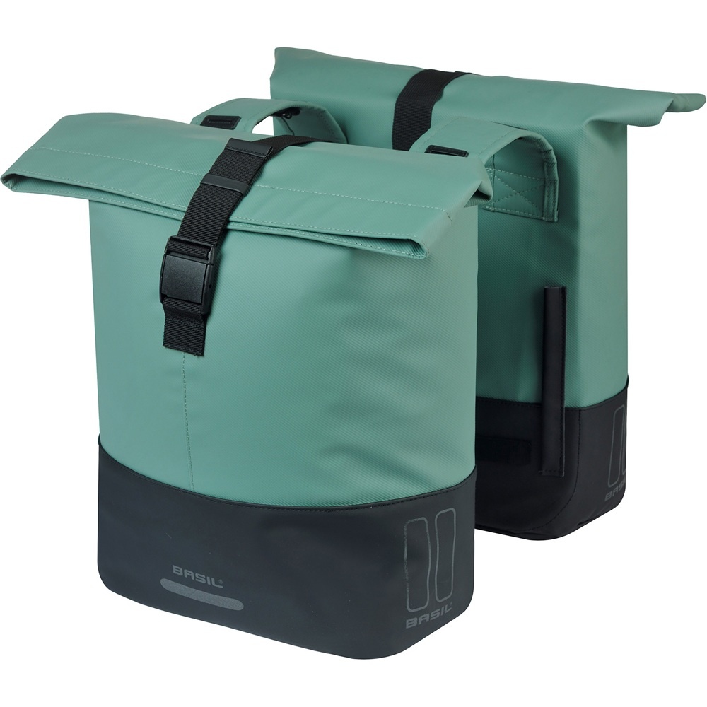 Basil Dubbele Fietstas Cove 28-32L Zilvergroen/Zwart