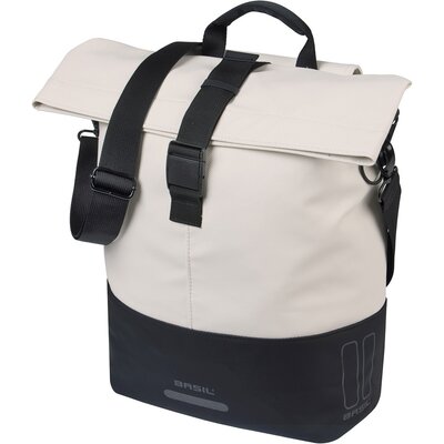 Basil Enkele fietstas Cove Shopper MIK Hooks 16L Wit/Zwart