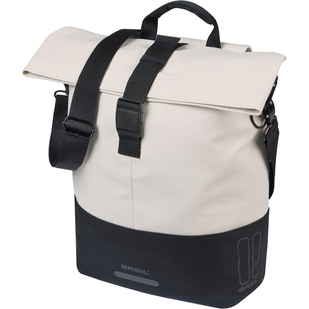 Basil Enkele fietstas Cove Shopper MIK Hooks 16L Wit/Zwart