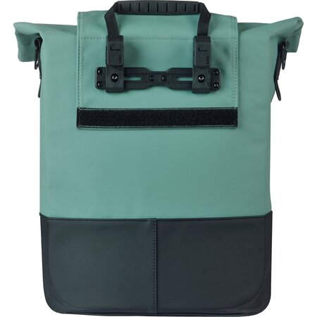Basil Enkele fietstas Cove Shopper MIK Hooks 16L Zilvergroen/Zwart