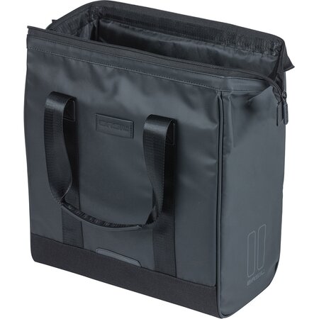 Basil Grand Tarpaulin Fietsshopper MIK Hooks 23L Zwart