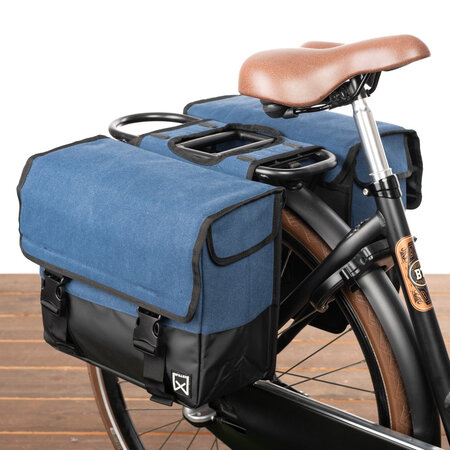 Willex Dubbele fietstas Canvas Tas Plus 30L Blauw/Matzwart