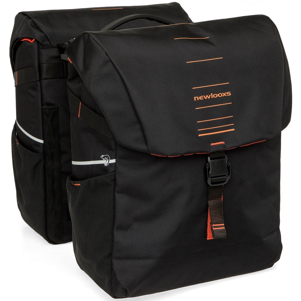 New Looxs Dubbele Fietstas Vigo Double MIK 2.0 37L Zwart/Oranje