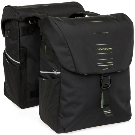 New Looxs Dubbele Fietstas Vigo Double 37L Zwart/Groen