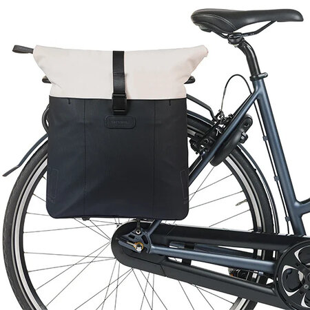 Basil Enkele fietstas Vive Shopper MIK Hooks 15-20L Wit/Zwart
