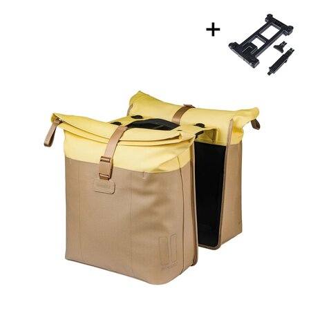 Basil Dubbele Fietstas Vive MIK 2.0 28-35L Zand/Geel