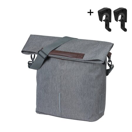 Basil Enkele fietstas City Shopper MIK Hooks 16L Grey Melee