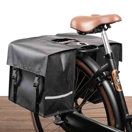 Clarijs Dubbele fietstas 40L Matzwart - Met anti-diefstalring