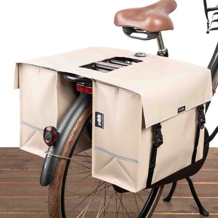 Clarijs Dubbele fietstas XL 46L Mat Zand - Met anti-diefstalring