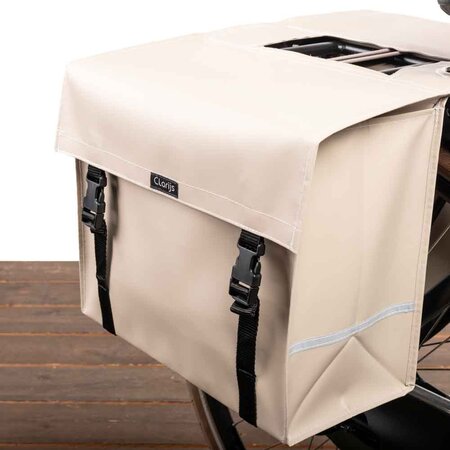 Clarijs Dubbele fietstas XL 46L Mat Zand - Met anti-diefstalring
