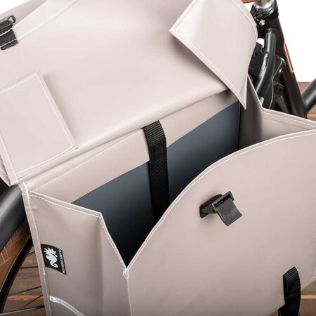 Clarijs Dubbele fietstas XL 46L Mat Taupe - Met anti-diefstalring