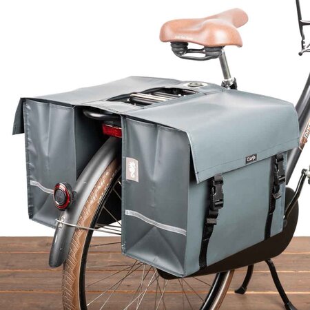 Clarijs Dubbele fietstas XL 46L Mat Grijs - Met anti-diefstalring