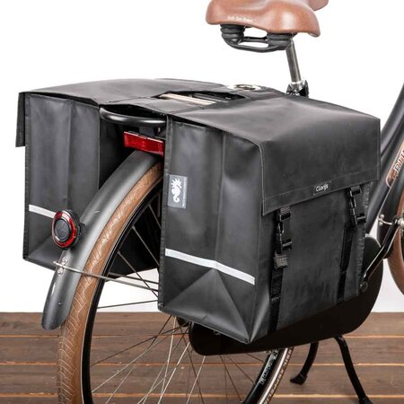 Clarijs Dubbele fietstas 40L Matzwart - Met anti-diefstalring