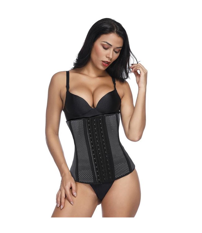 LaFaja LaFaja – Geperforeerde Latex Waist Trainer Zwart  - 9 baleinen  !