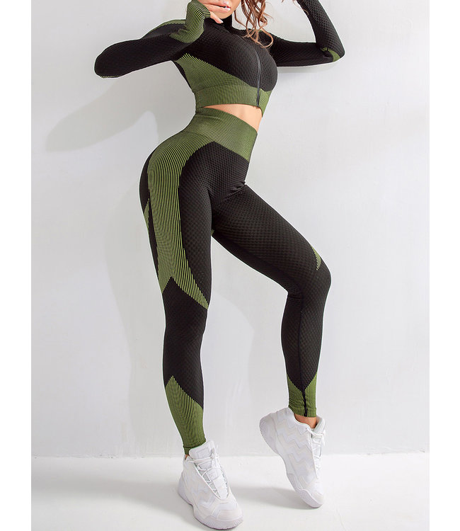 Trendy Fitness - High Waist Yoga Outfit with pushup leggings and cropped jacket
