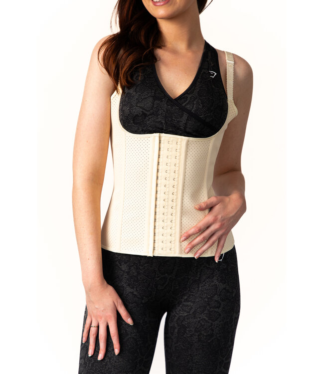 Buy LaFaja – Perforated Latex Waist Trainer colour : ivory - 3-hooks  online! 