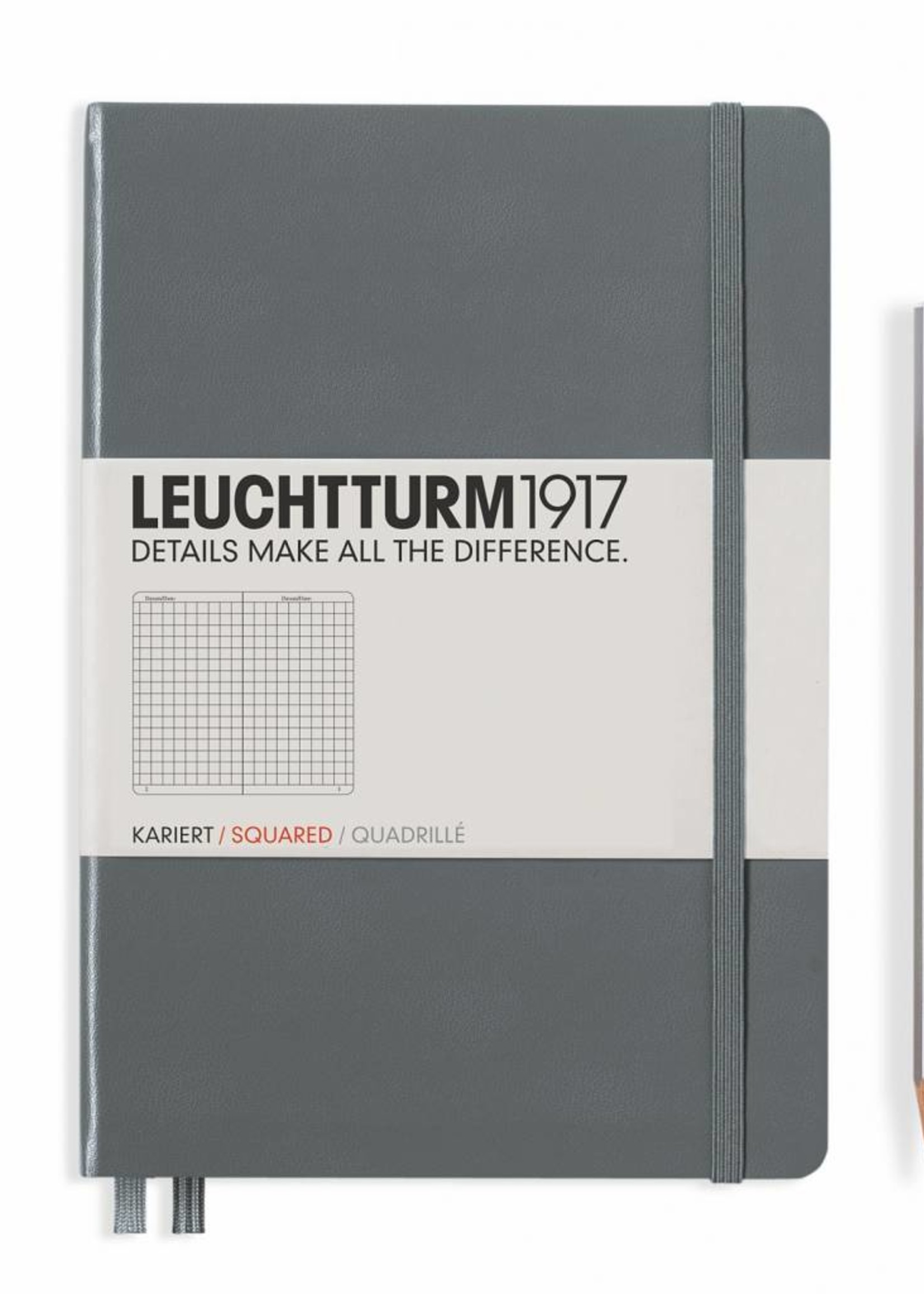 Leuchtturm1917 Leuchtturm1917 Notizbuch, Medium, Anthrazit, Kariert