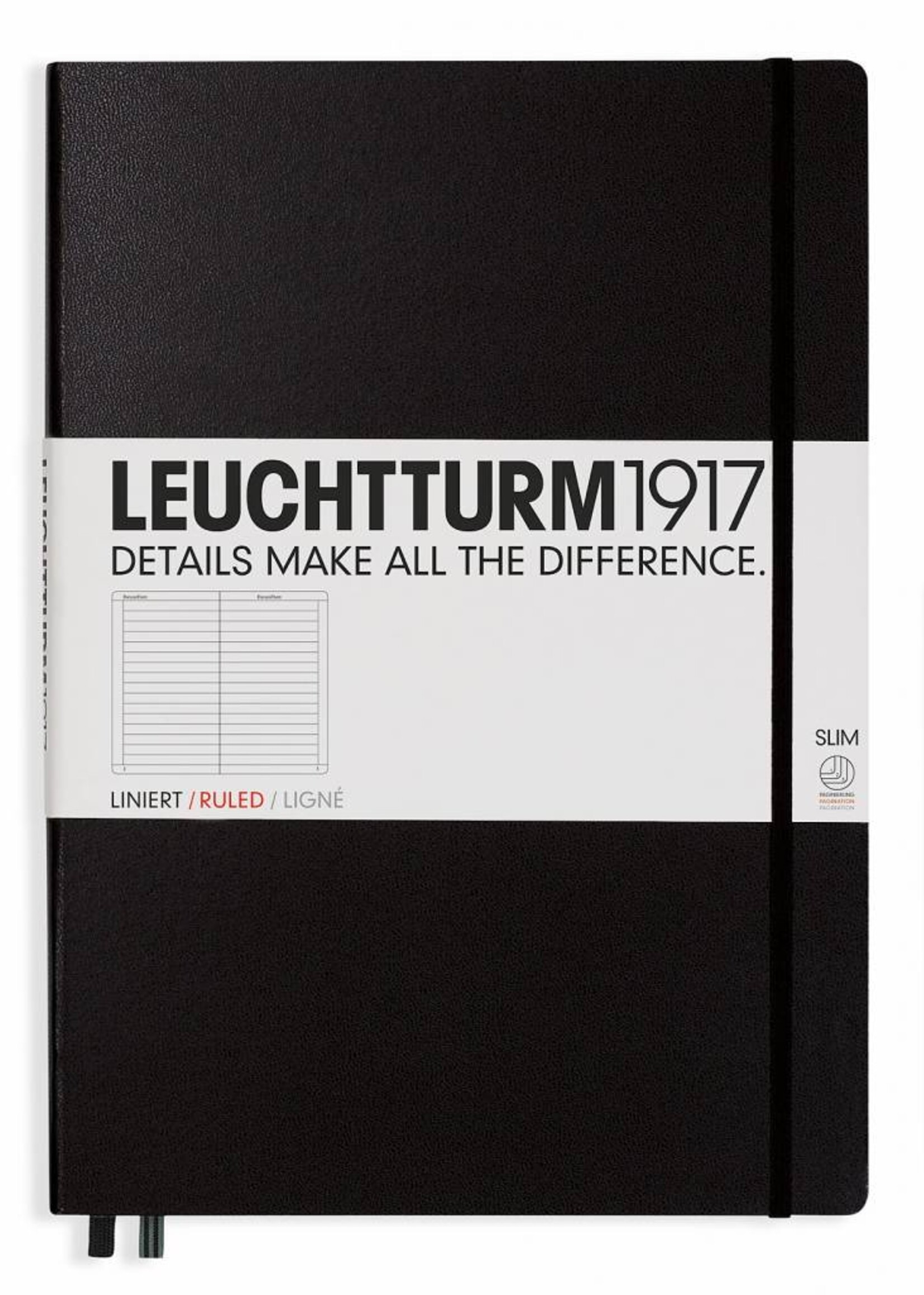 Leuchtturm1917 Leuchtturm1917 Notizbuch, Master Slim, Schwarz, Liniert