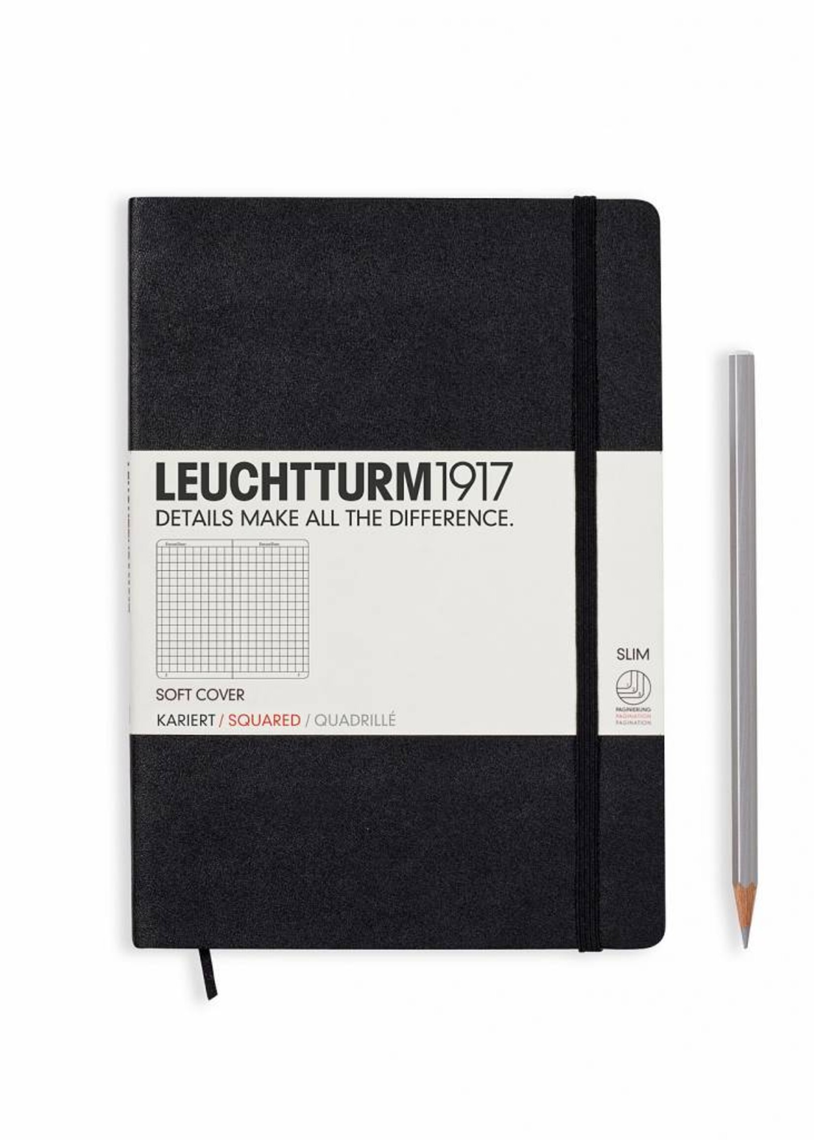 Leuchtturm1917 Leuchtturm1917 Notizbuch Softcover, Medium, Schwarz, Kariert