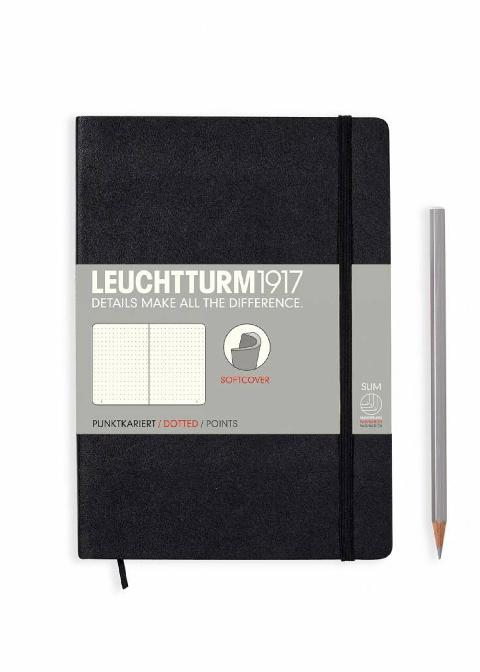 Leuchtturm1917 Leuchtturm1917 Notizbuch Softcover, Medium, Schwarz, Dotted