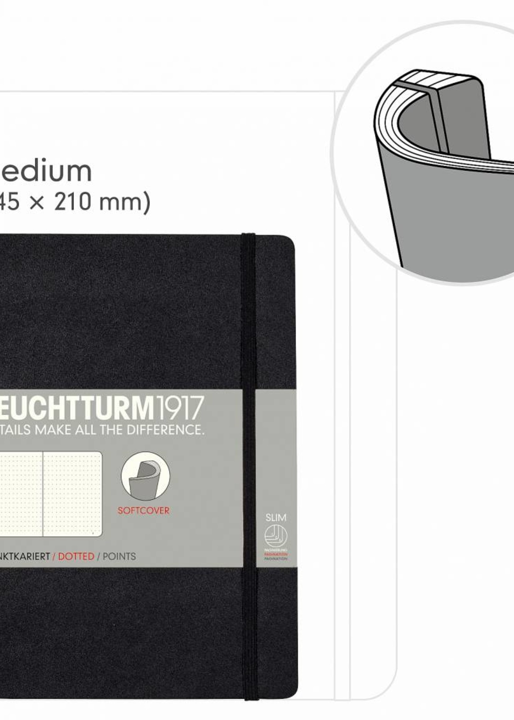 Leuchtturm1917 Leuchtturm1917 Notizbuch Softcover, Medium, Schwarz, Blanko