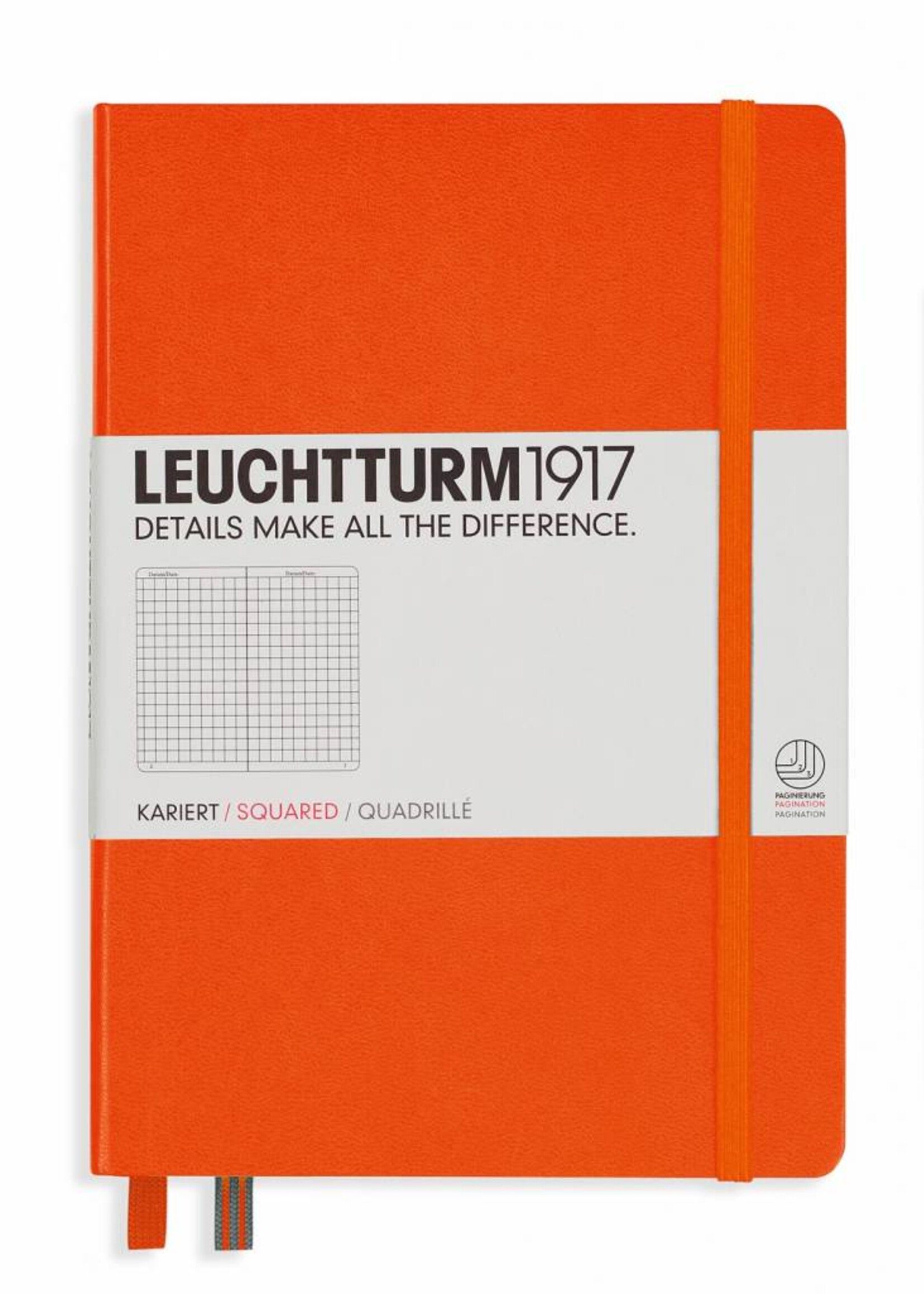 Leuchtturm1917 Leuchtturm1917 Notizbuch, Medium, Orange, Kariert