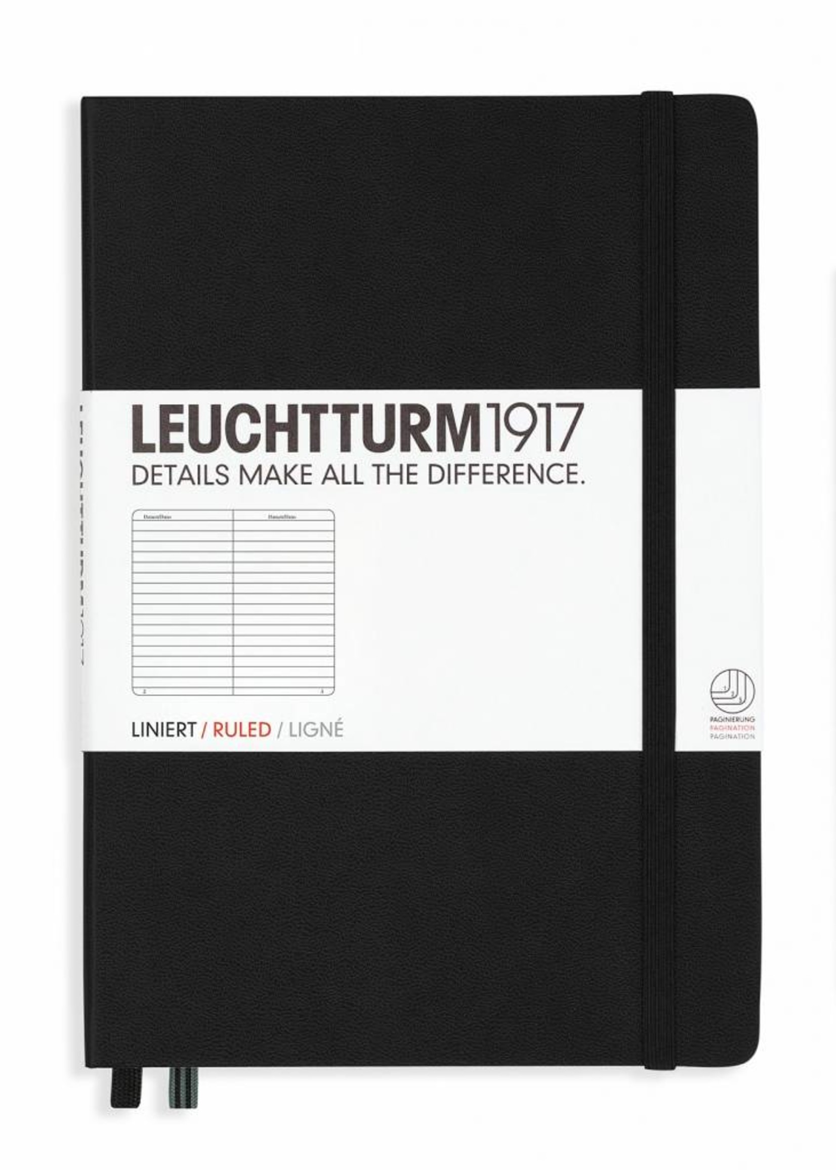 Leuchtturm1917 Leuchtturm1917 Notizbuch, Medium, Schwarz, Liniert