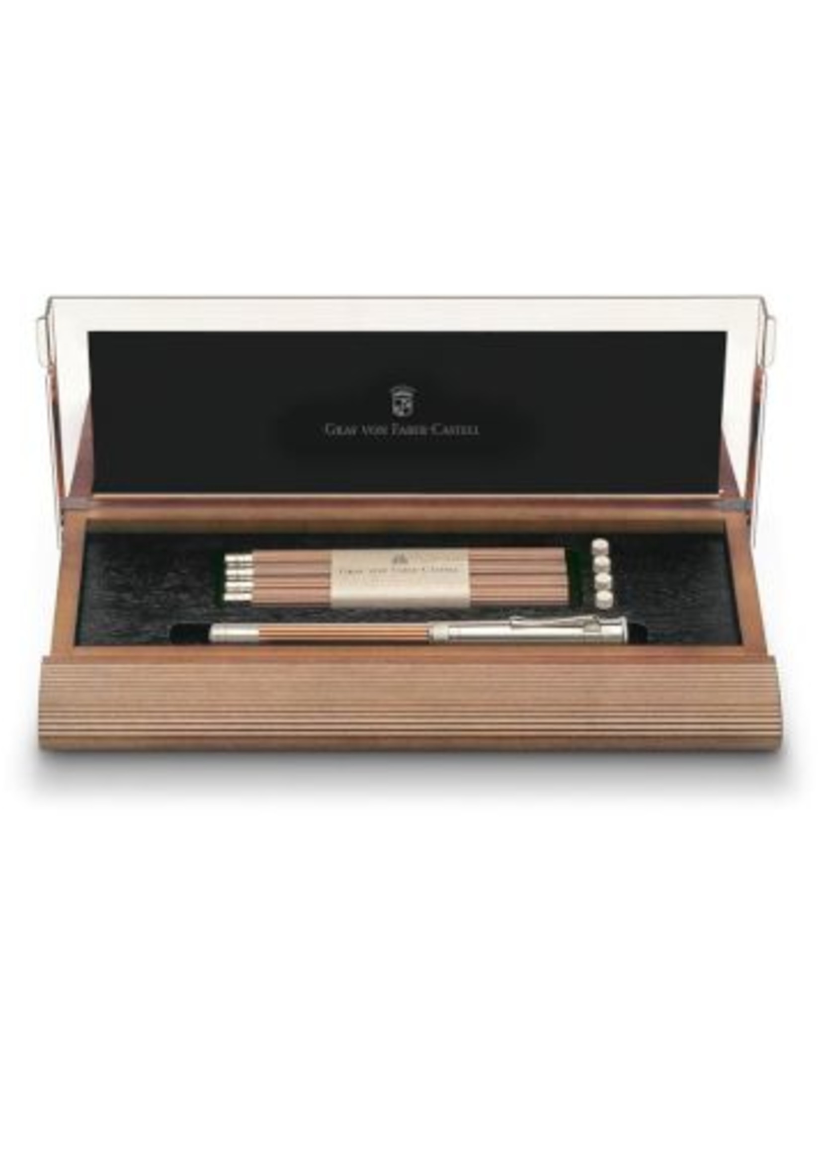 Graf von Faber-Castell Cassette mit platiniertem Perfekten Bleistift, Braun