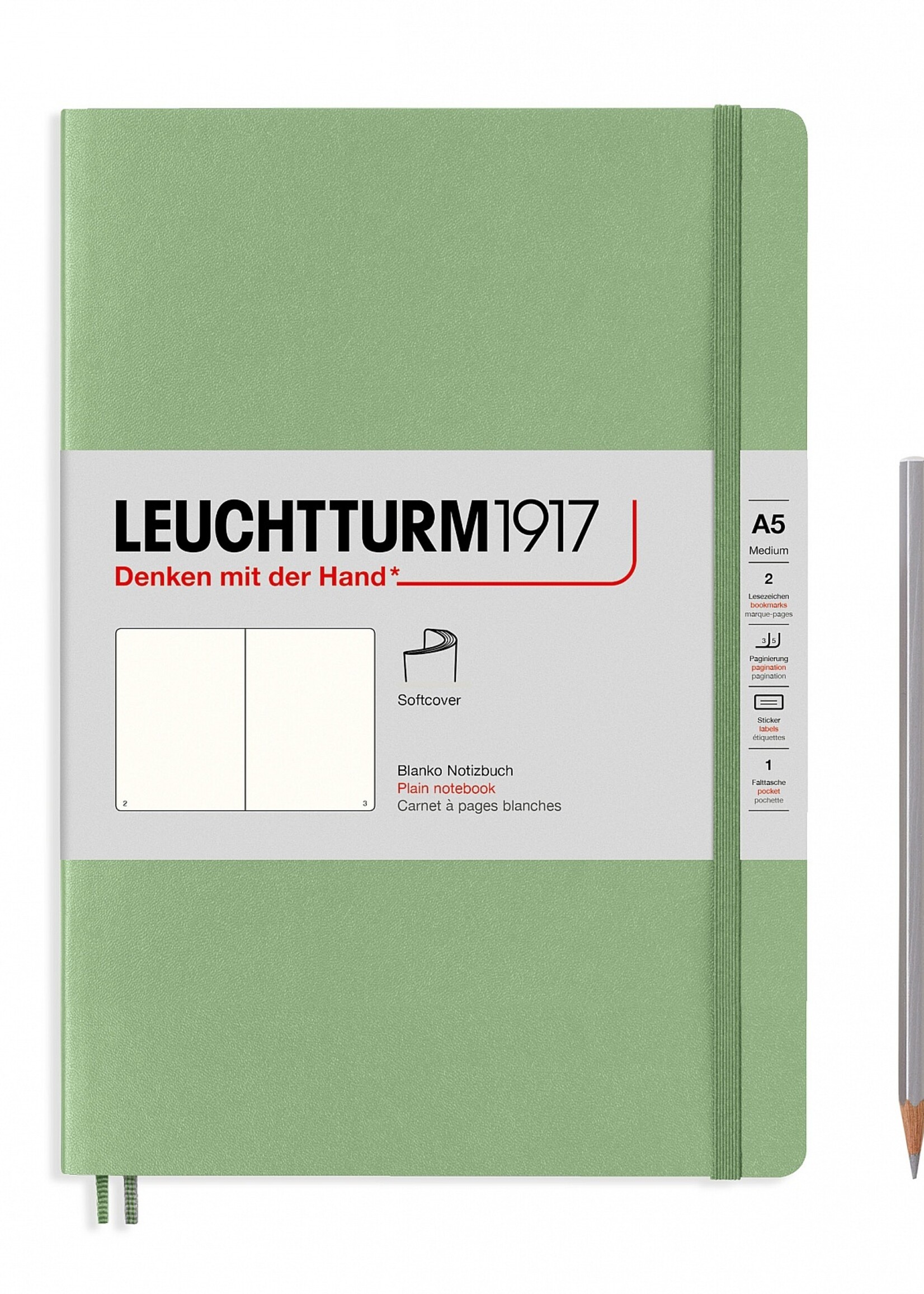 Leuchtturm1917 Leuchtturm Notizbuch Medium A5 Softcover Salbei blanko