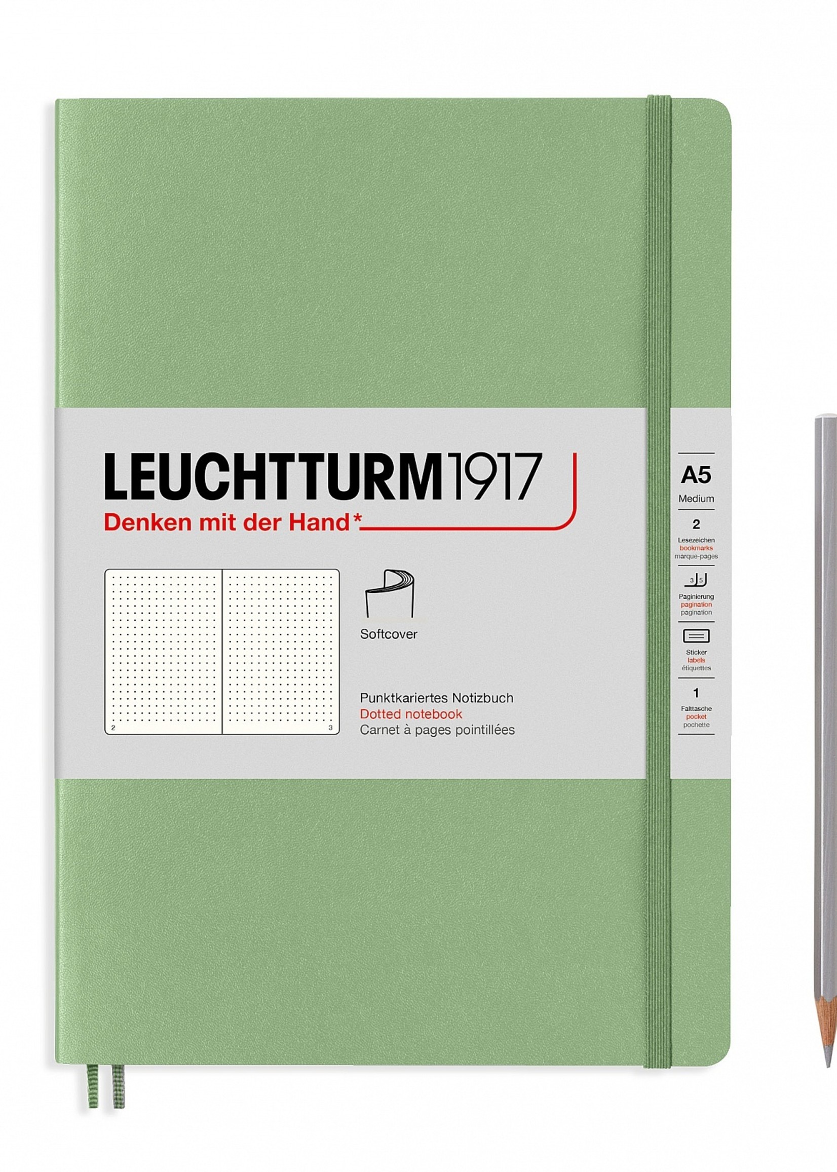 Leuchtturm1917 Leuchtturm Notizbuch Medium A5 Softcover Salbei dotted