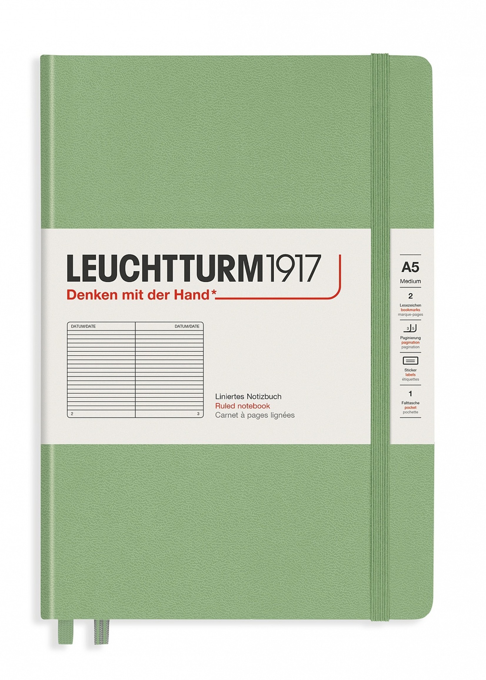 LT Notizbuch A5 MEDIUM HC Salbei blanko