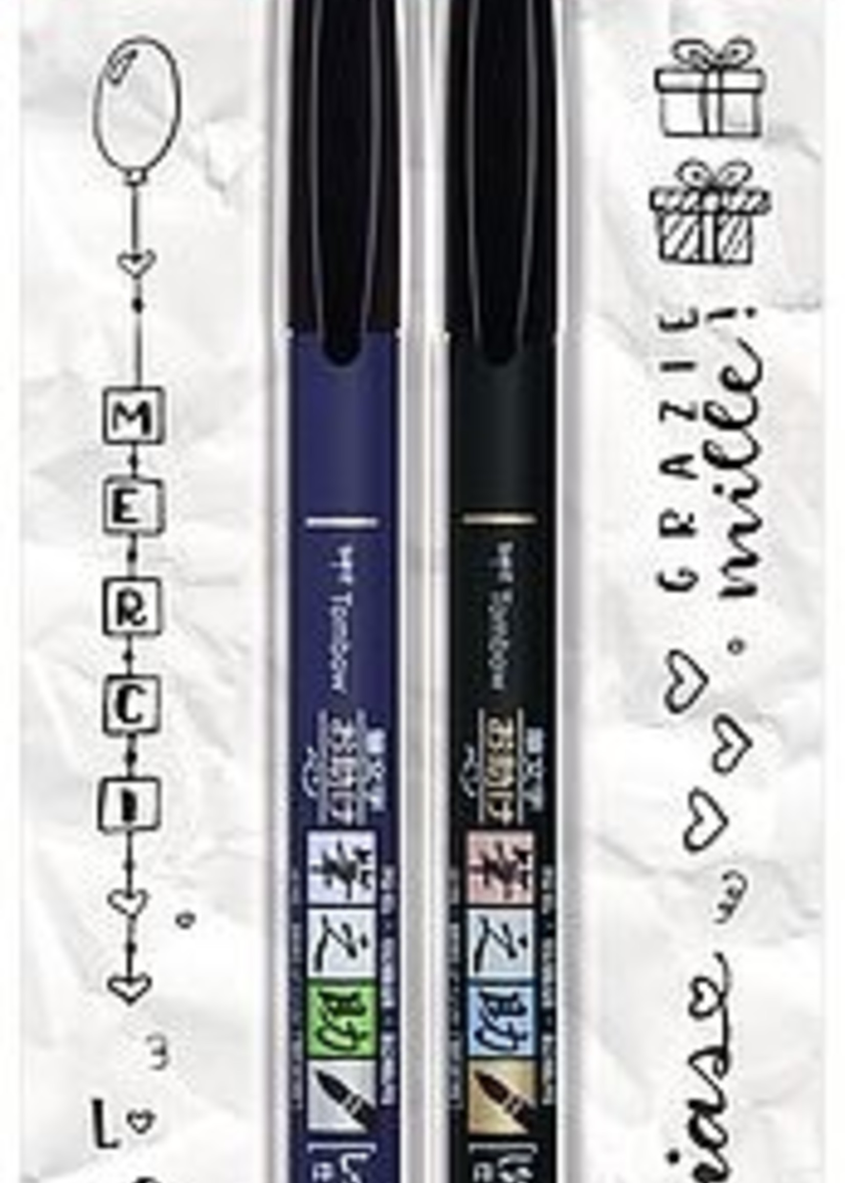 Tombow Fudenosuke Pen 2er, harte/weiche Spitze schwarz,