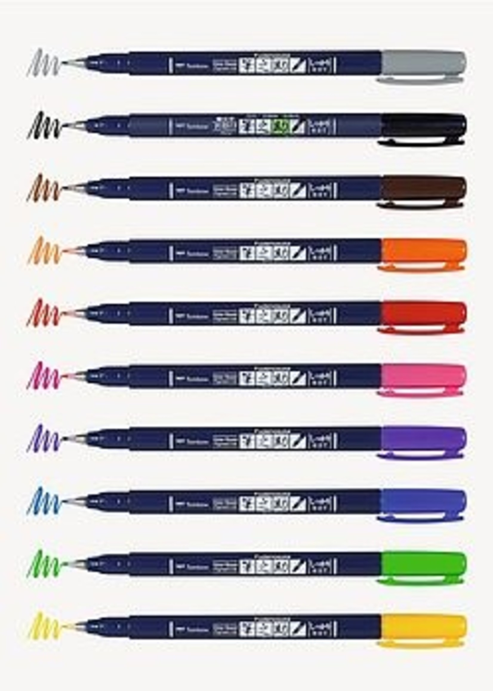 Tombow Fudenosuke Pen  harte Spitze, Etui 10 Farben