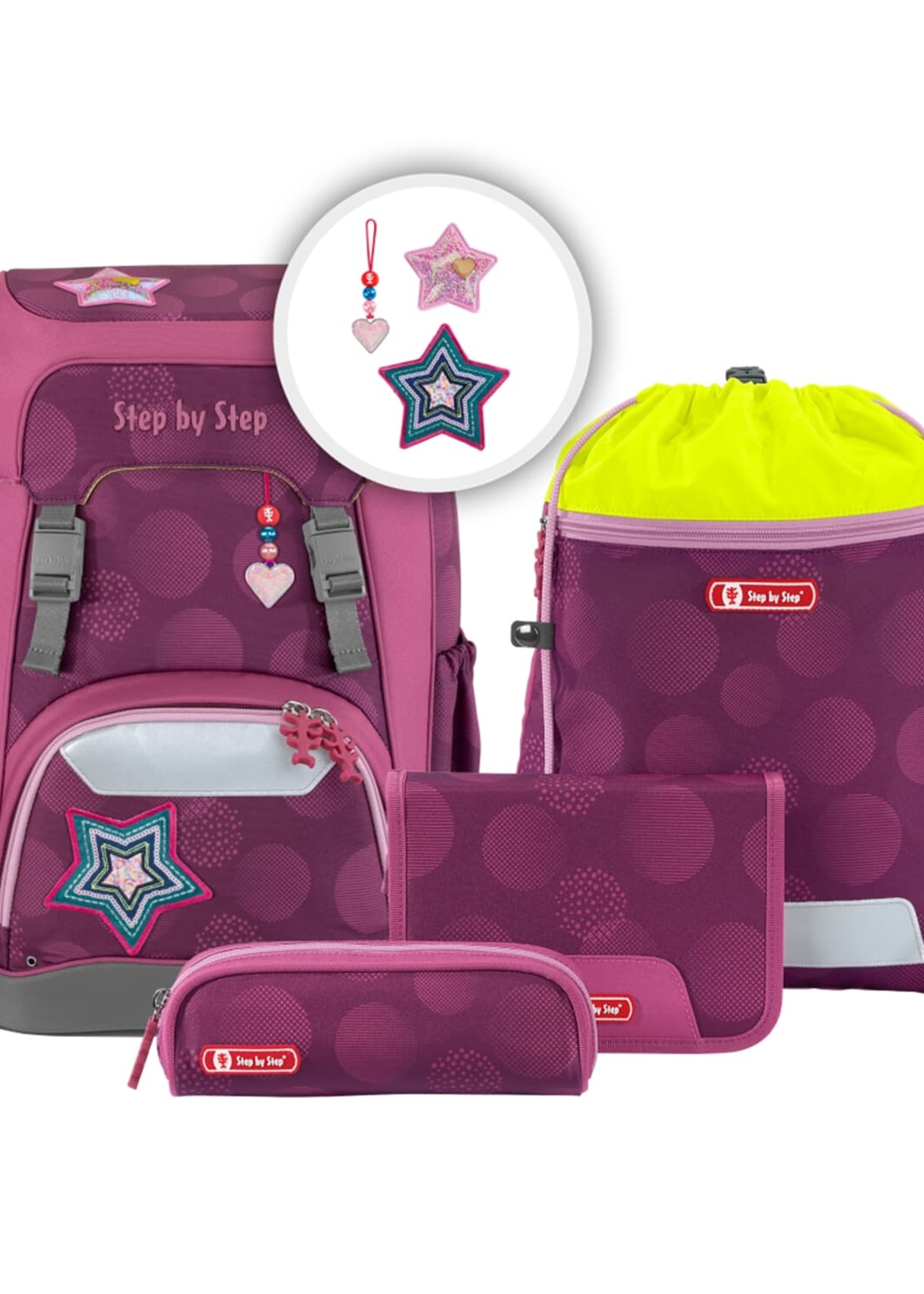 Step by Step Schulrucksack-Set „GIANT“, Glamour Star, Leichtgewicht aus PET-Flaschen