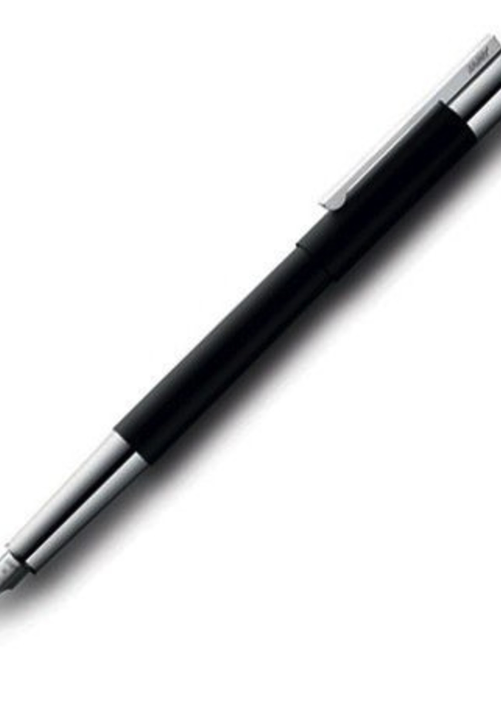 Lamy Füllfeder aus Edelstahl - mattschwarz/silber - partiell platinierte Goldfeder (14 kt.)