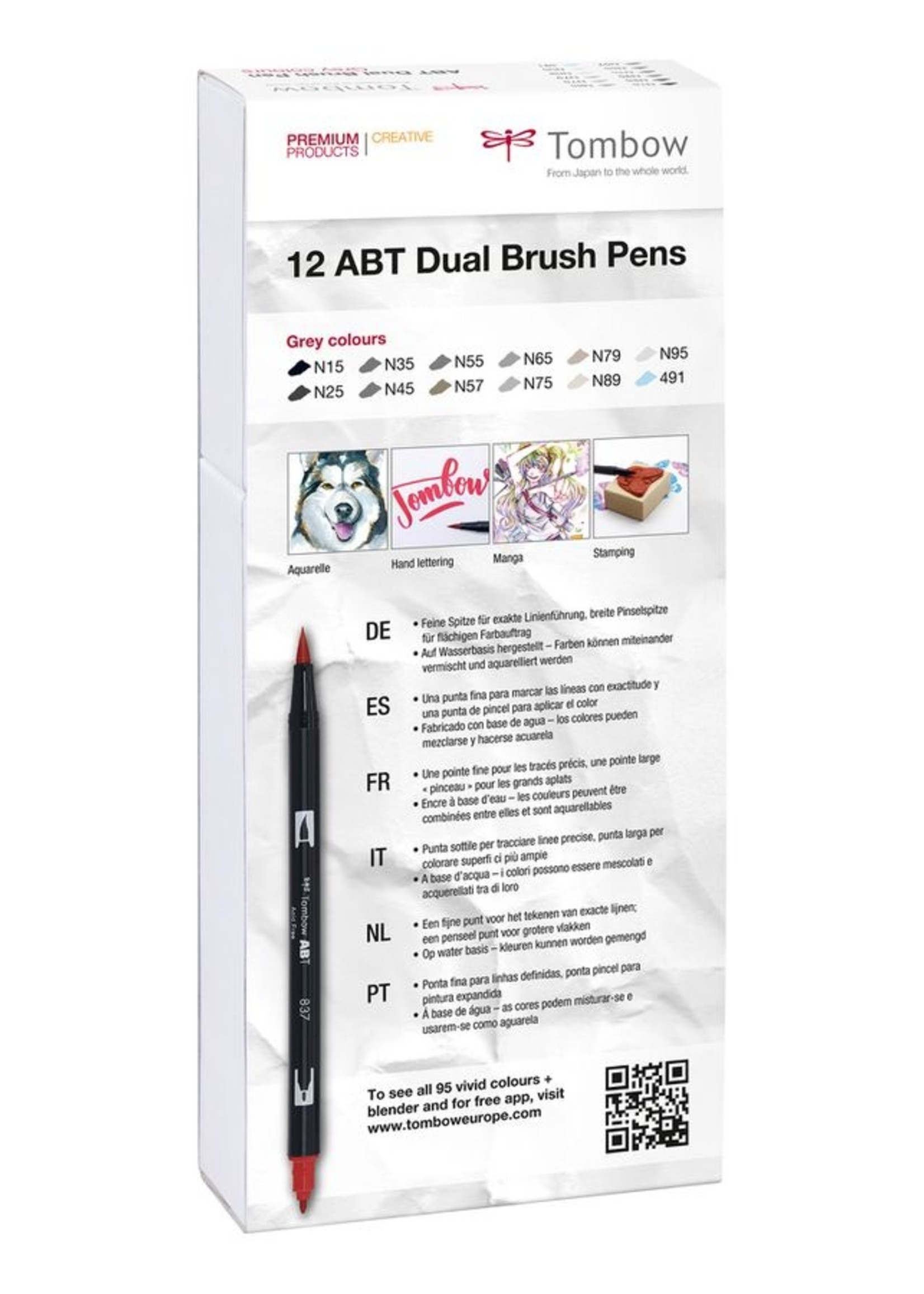 Tombow Dual Brush Pen 12er-Set  Grautöne