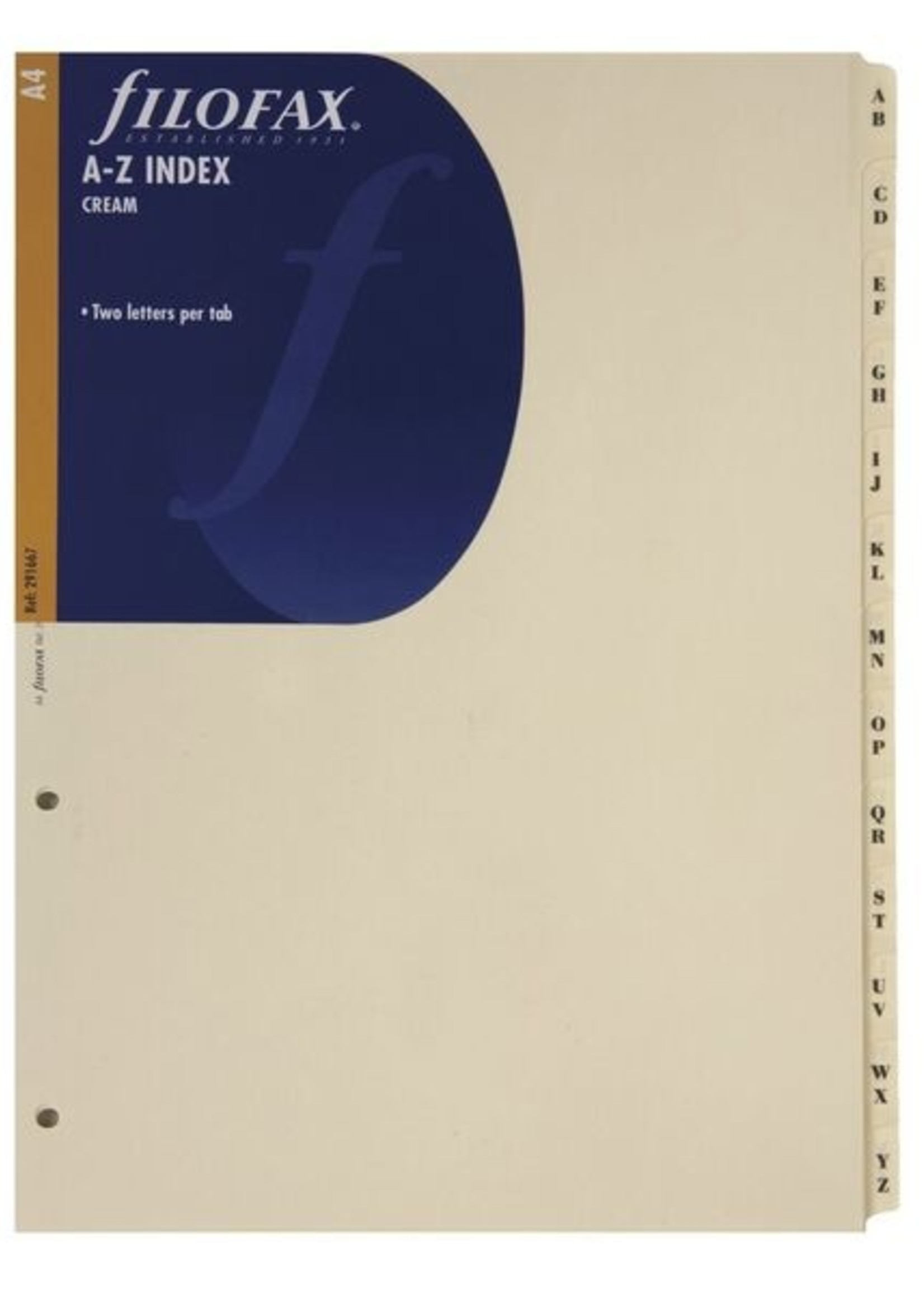 Filofax A-Z Register A4 (2 Buchstaben je Blatt)