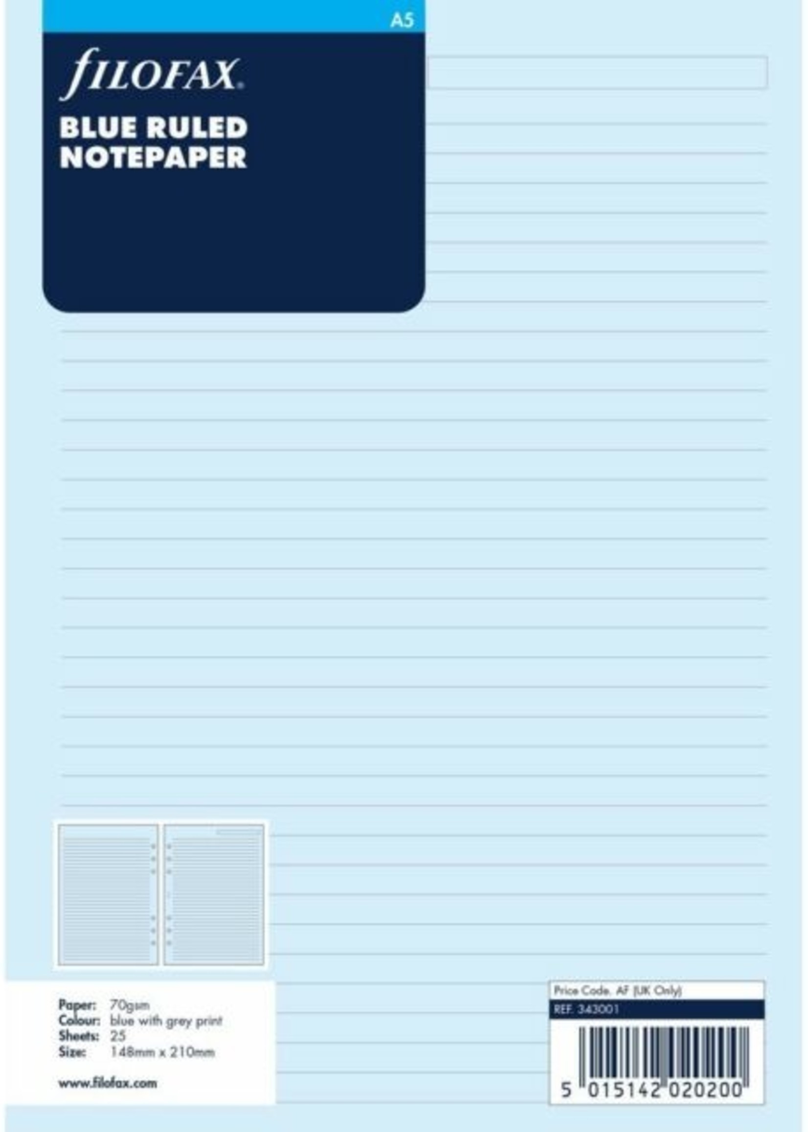 Filofax Einlage A5, Papier liniert, blau