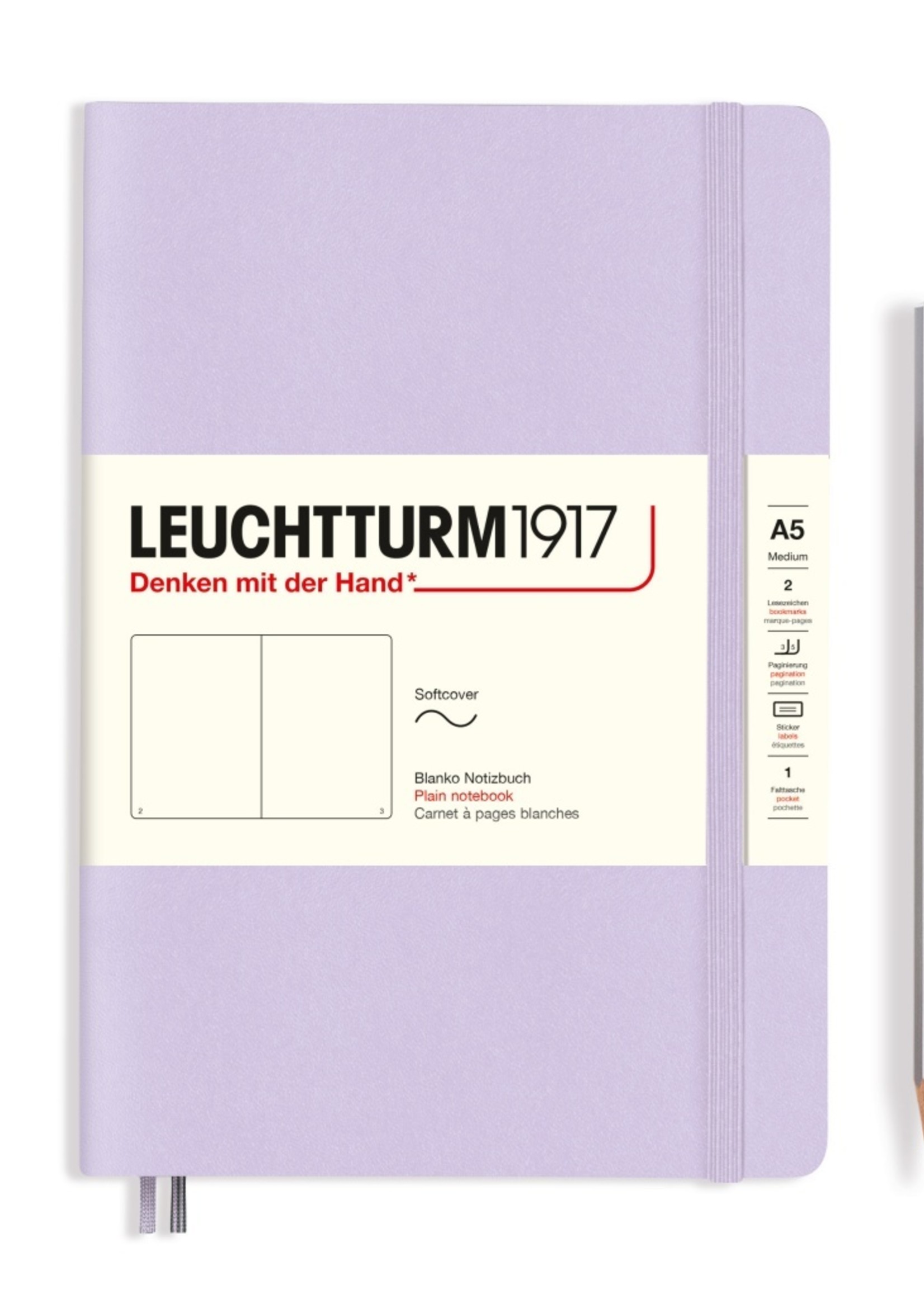 Leuchtturm1917 Notizbuch Medium (A5), Softcover, 123 nummerierte Seiten, Lilac, blanko