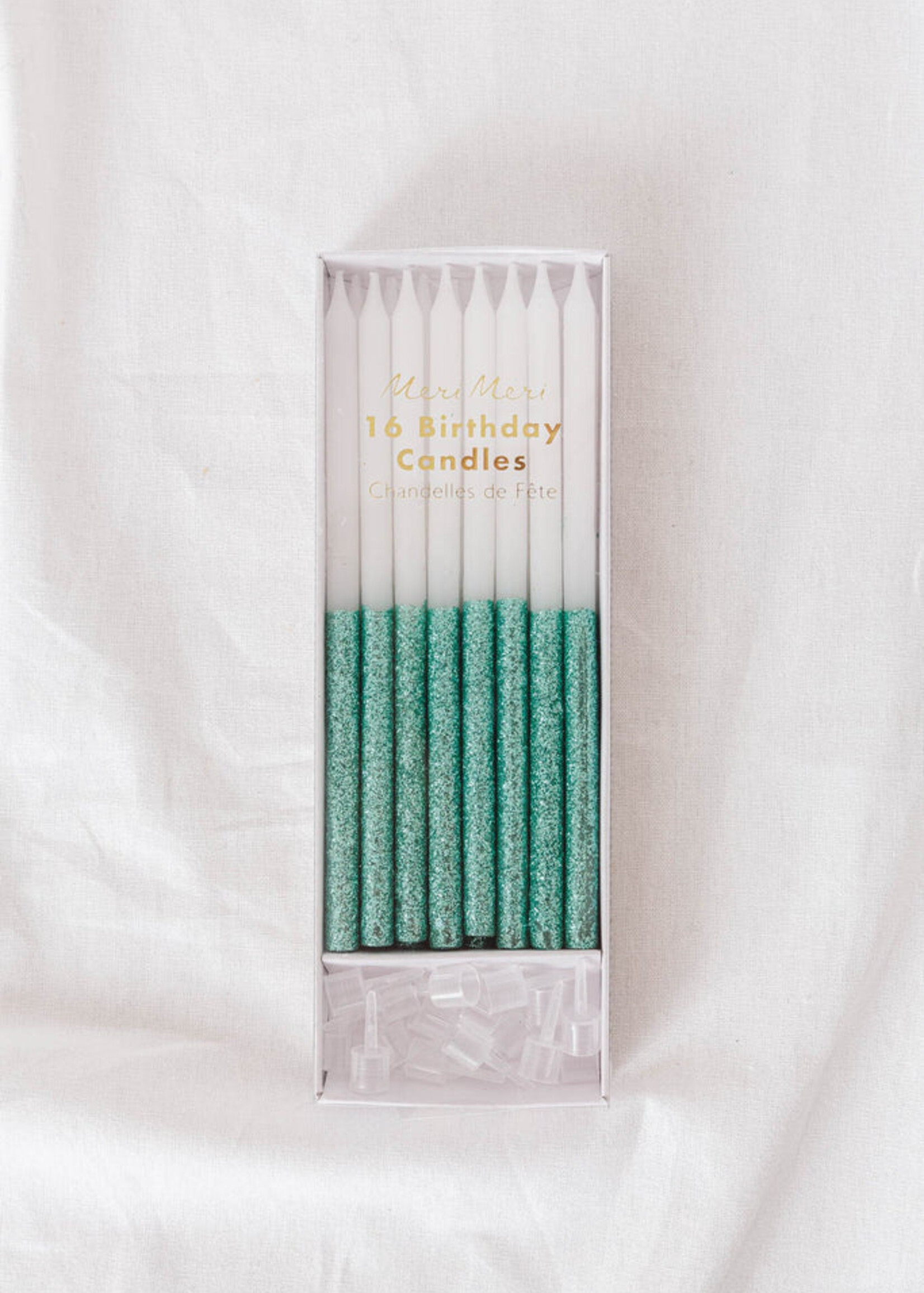 Meri Meri Green Glitter Dipped Candles