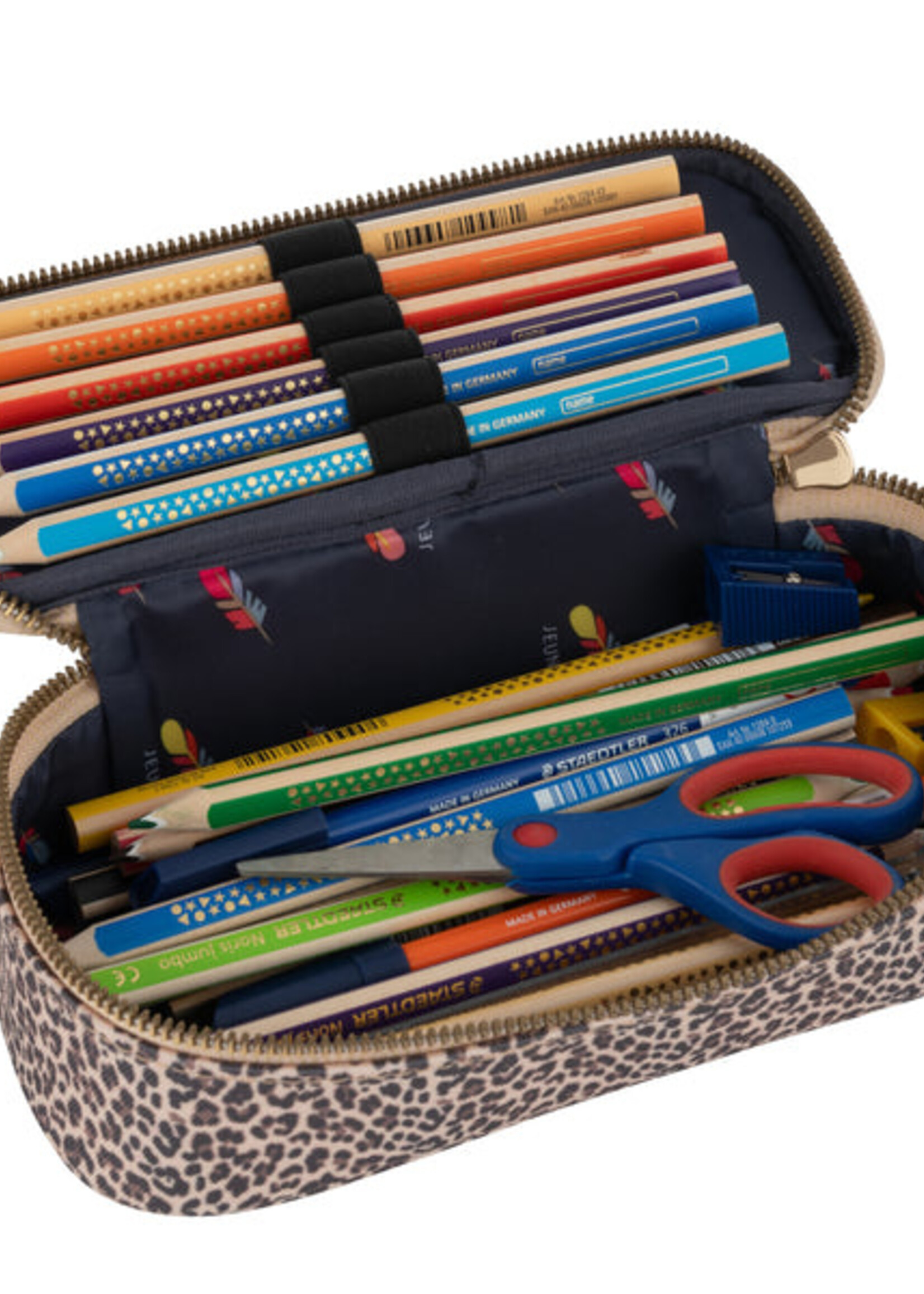 Jeune Premier Pencil Case Double Leopard Cherry