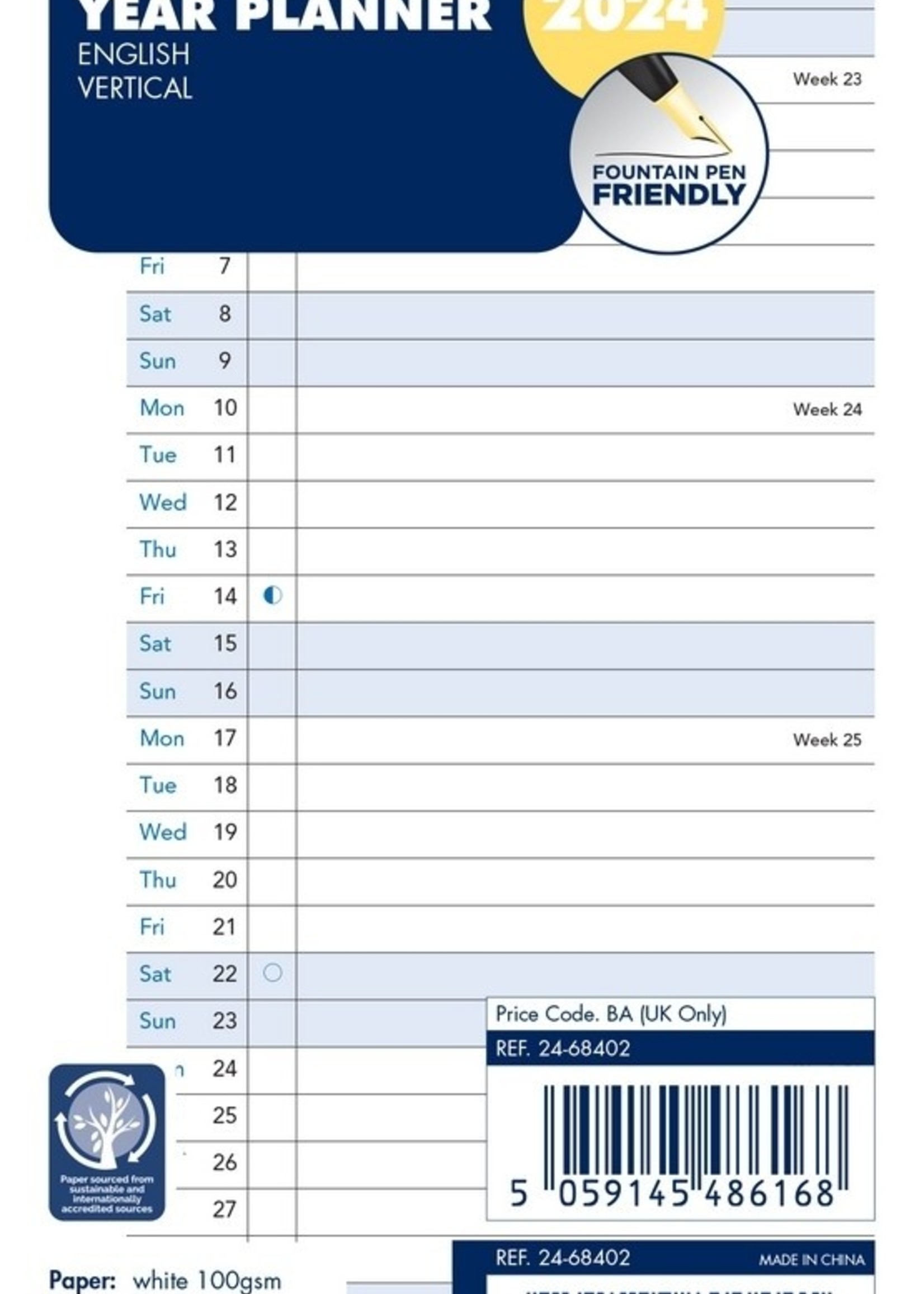 Filofax Filofax Personal Kalendereinlage 2024 Jahresplan Leporello Weiß englisch