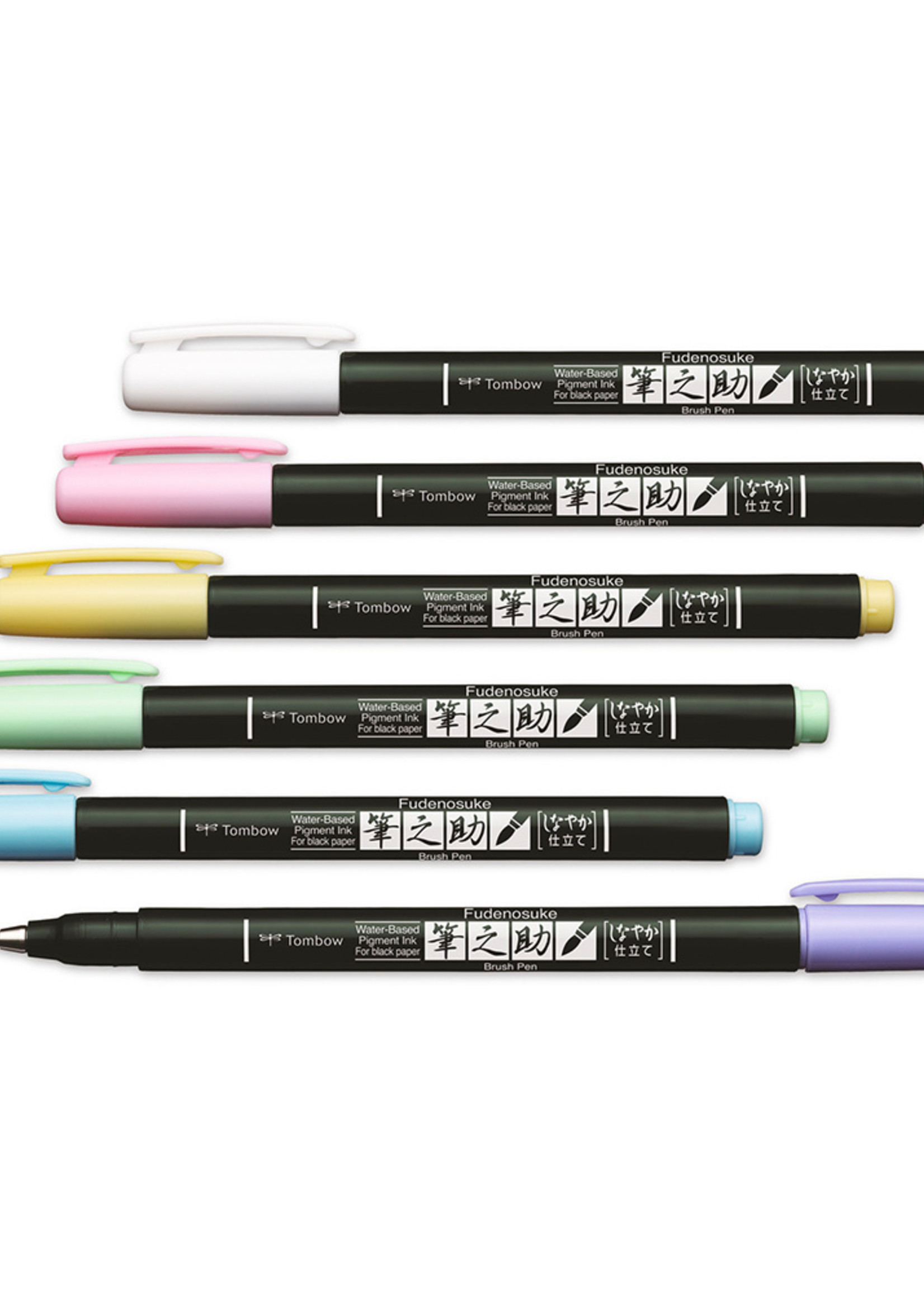 Tombow TOMBOW Fudenosuke Brush Pen 6er-Set für schwarzes Papier pastellfarben