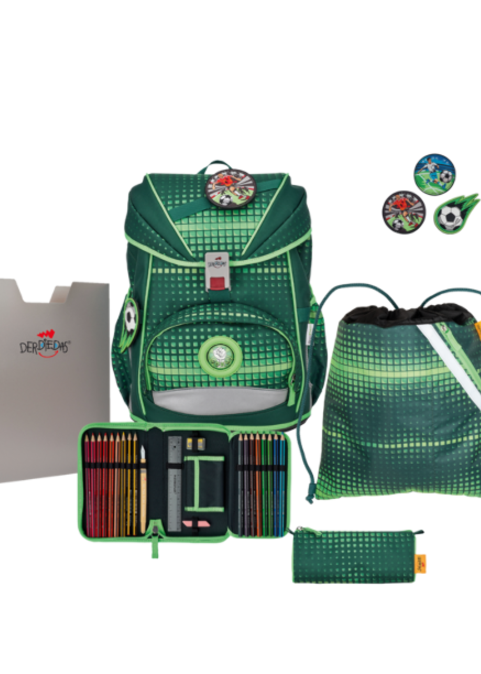 DER DIE DAS DerDieDas Ergoflex Soccer Green Schulrucksack-Set