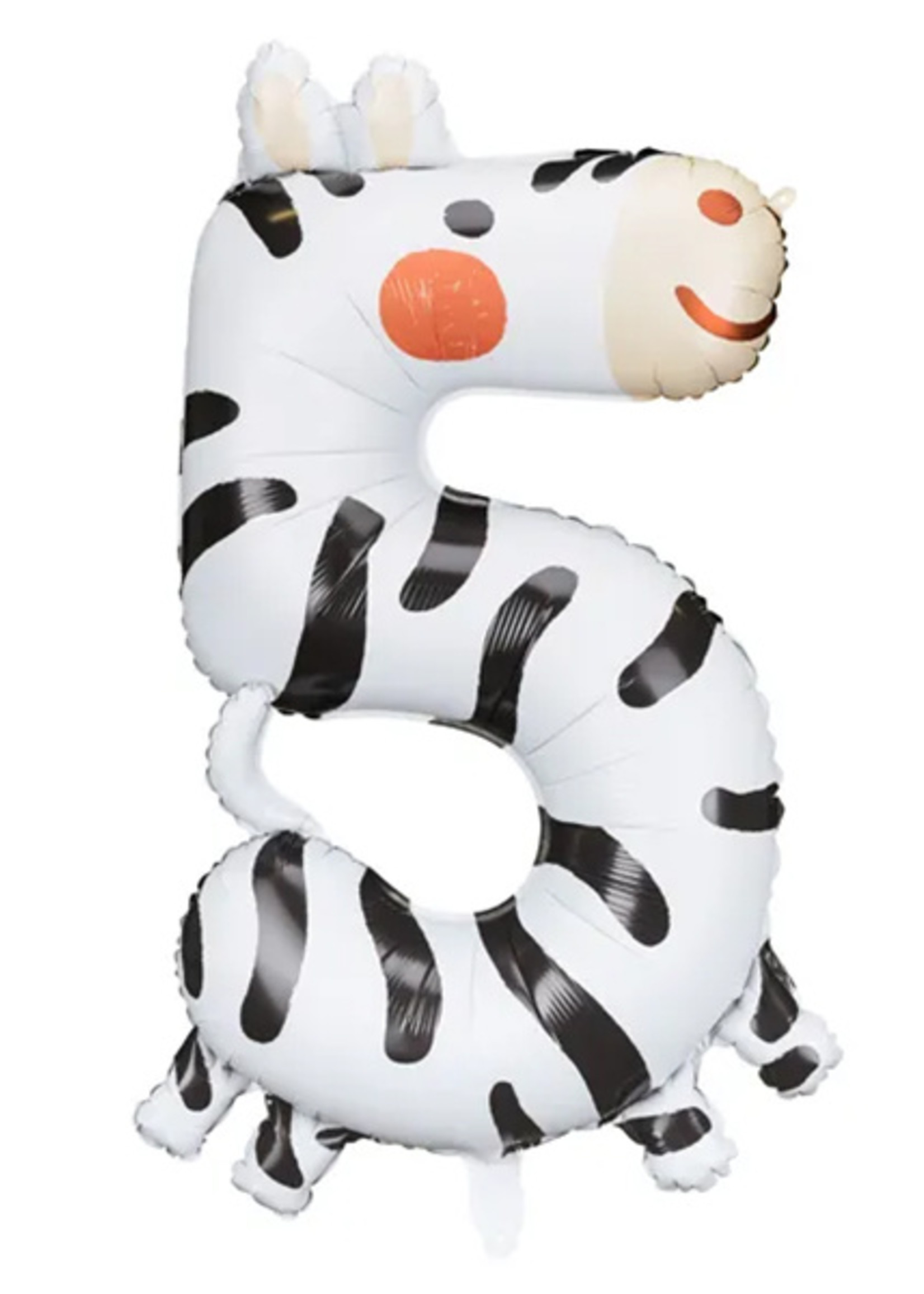 Party Deco Folienballon Ziffer 5 - Zebra,