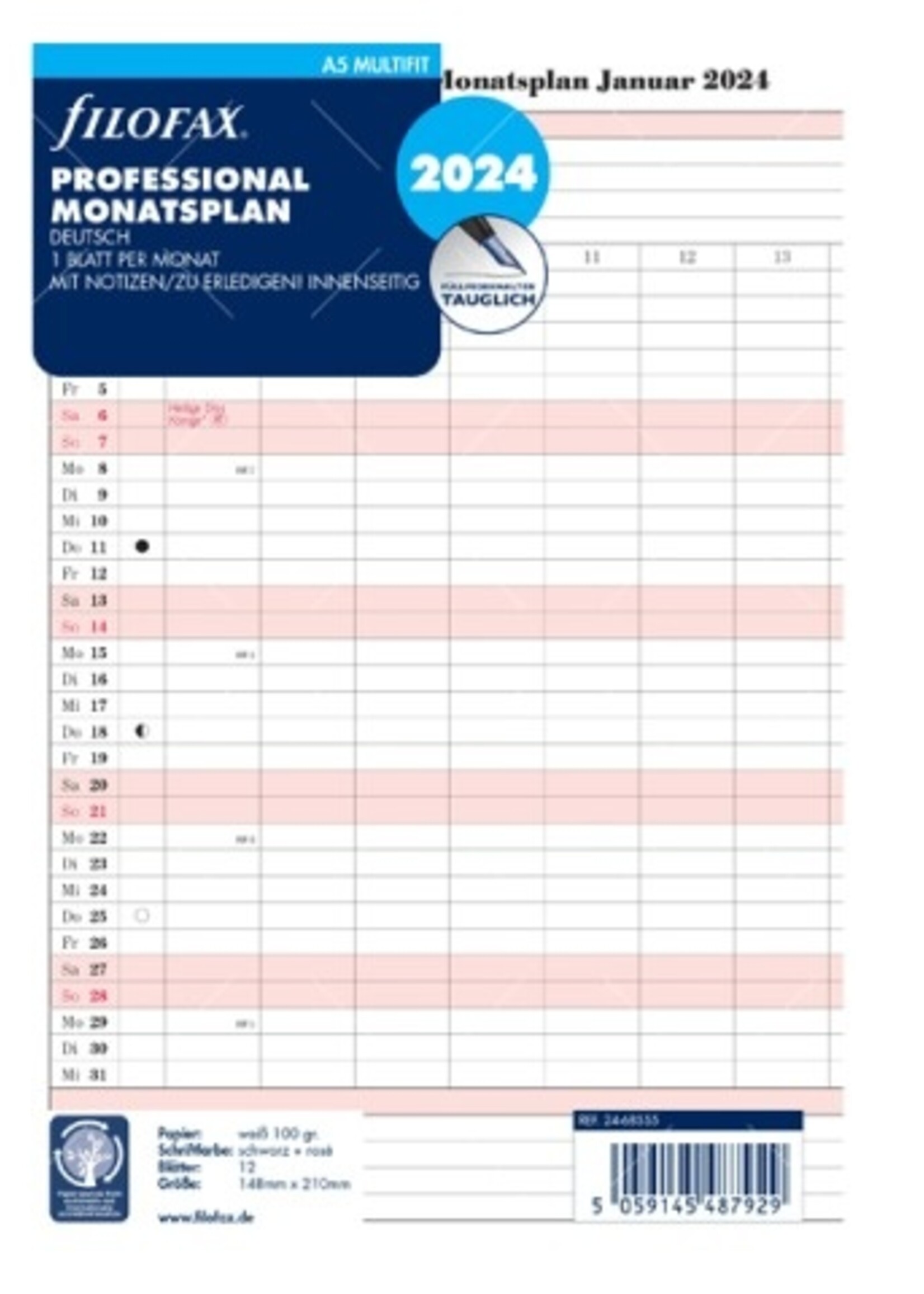 Filofax A5 Prof.Monatspl. (D)2024