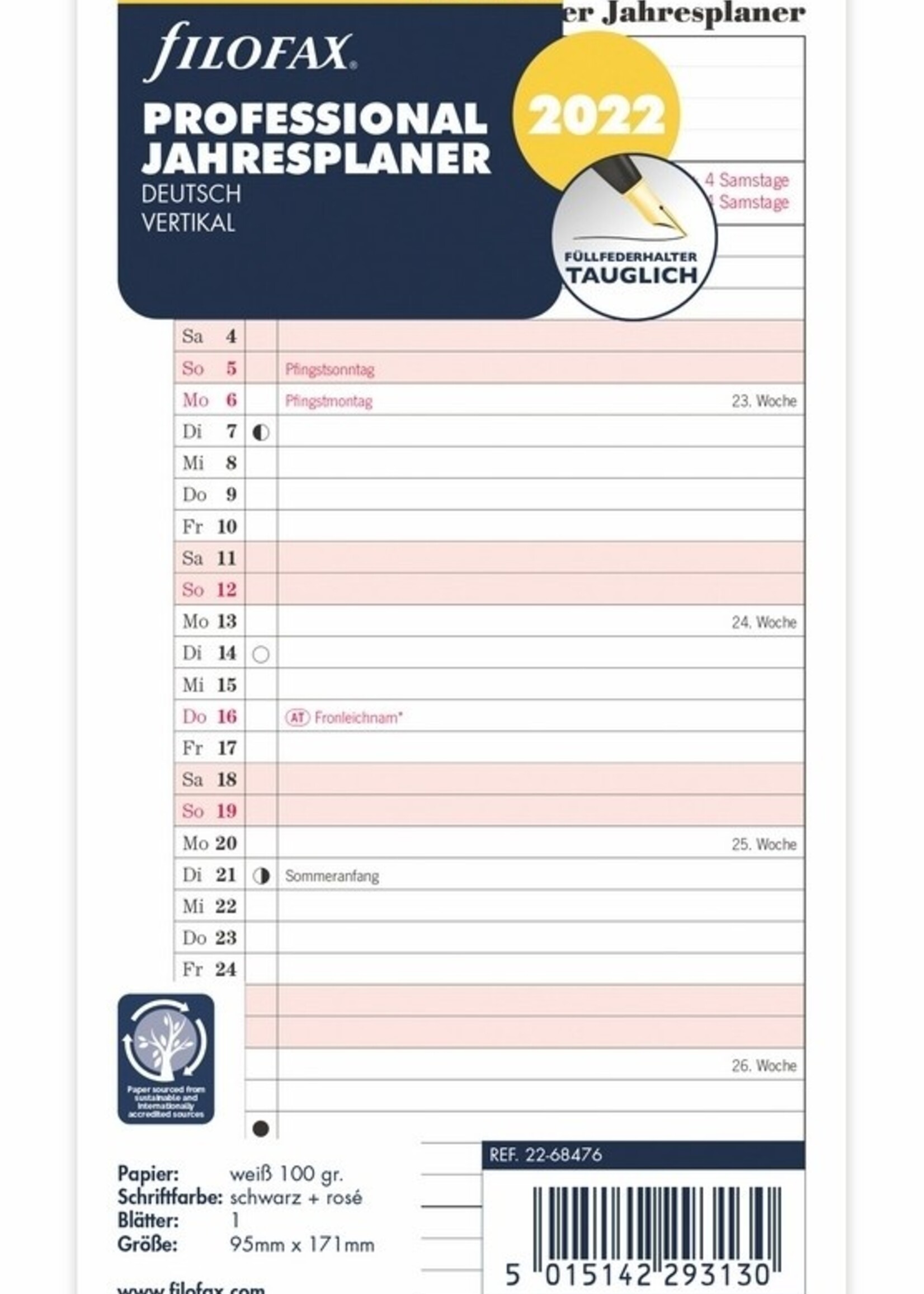 Filofax Filofax Personal Kalendereinlage 2024 Jahresplan Leporello deutsch Professional