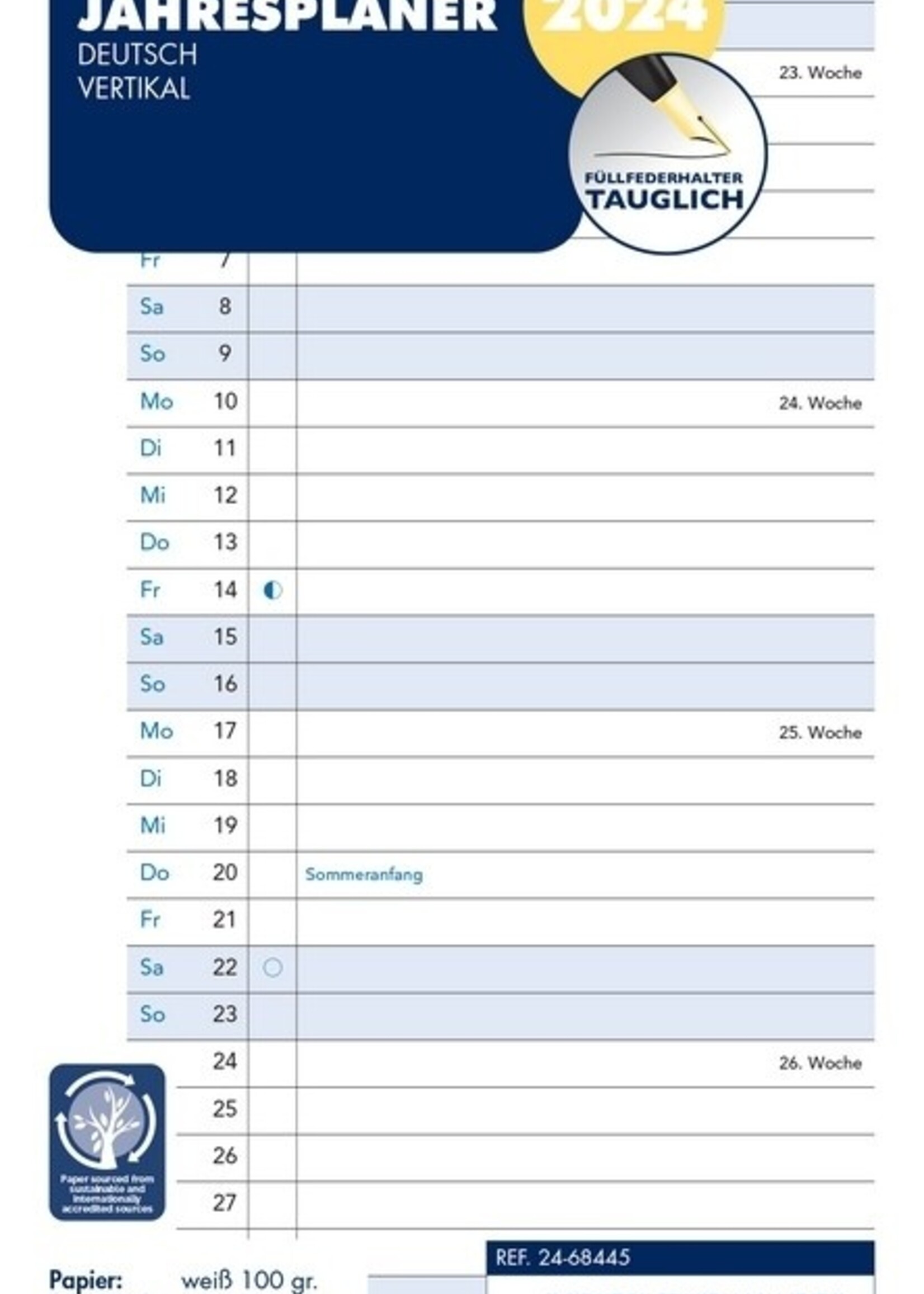 Filofax Filofax Personal Kalendereinlage 2024 Jahresplan Leporello Weiß Deutsch