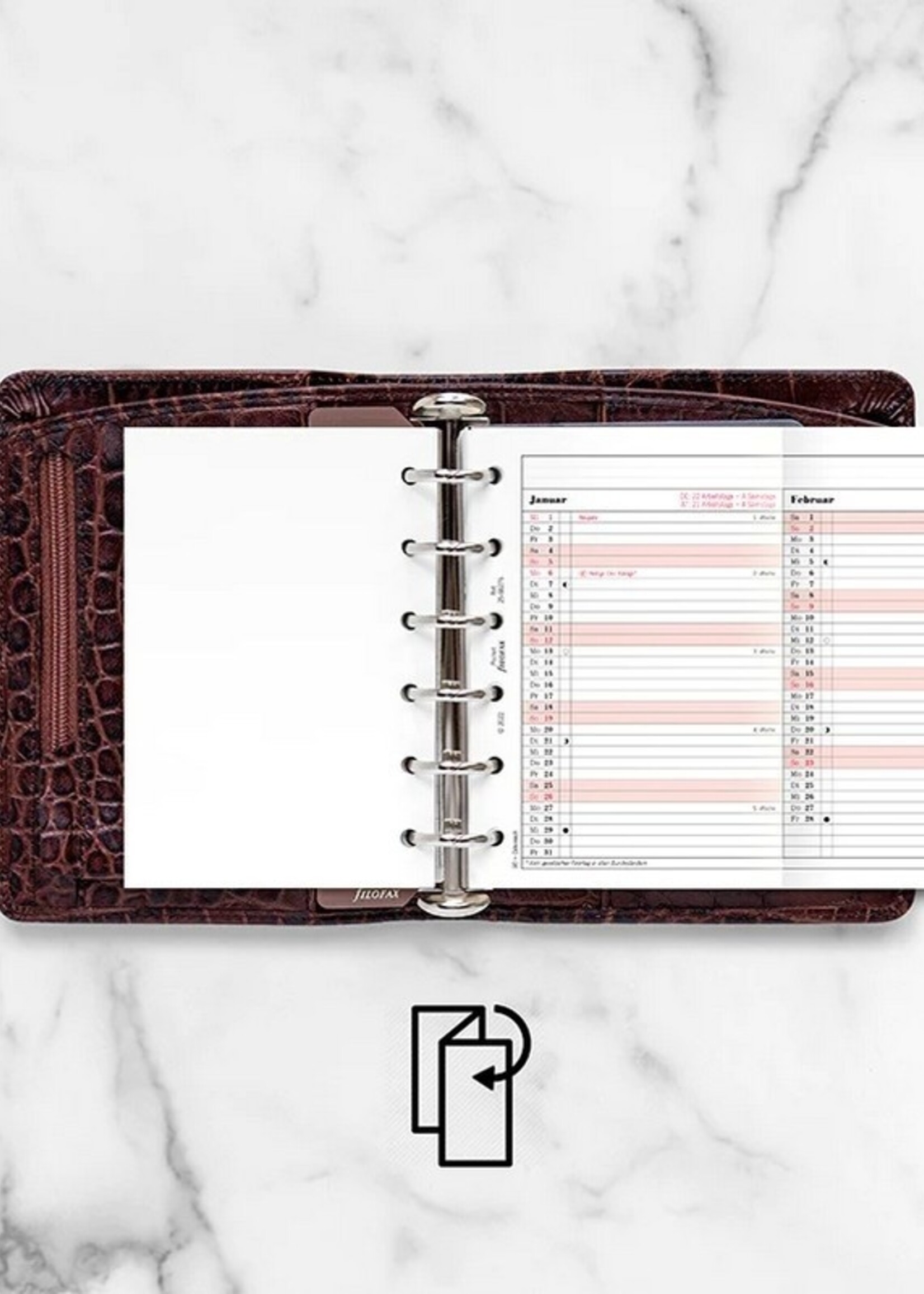 Filofax Pocket Kalendereinlage 2025 Jahresplan Leporello Professional