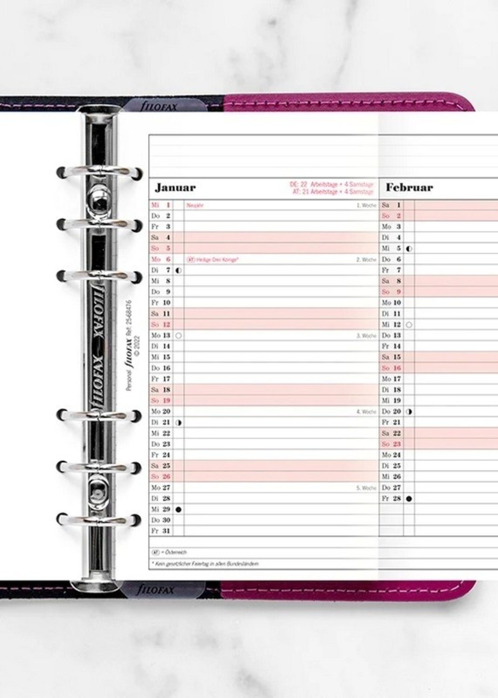 Filofax Personal Kalendereinlage 2025 Jahresplan Leporello Deutsch Professional